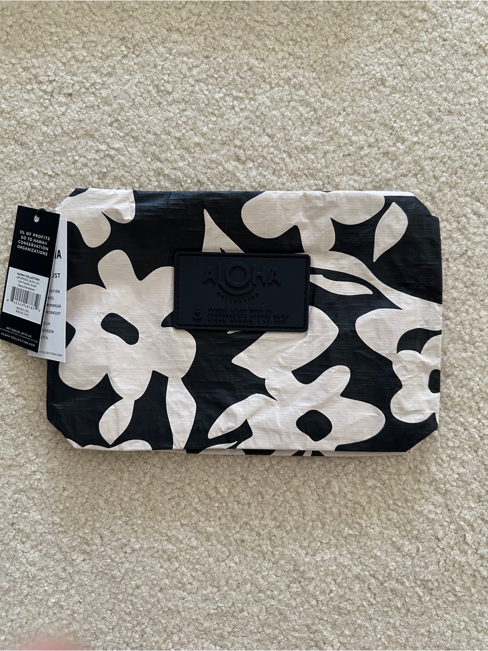 Aloha Collection Black & White Floral Pouch